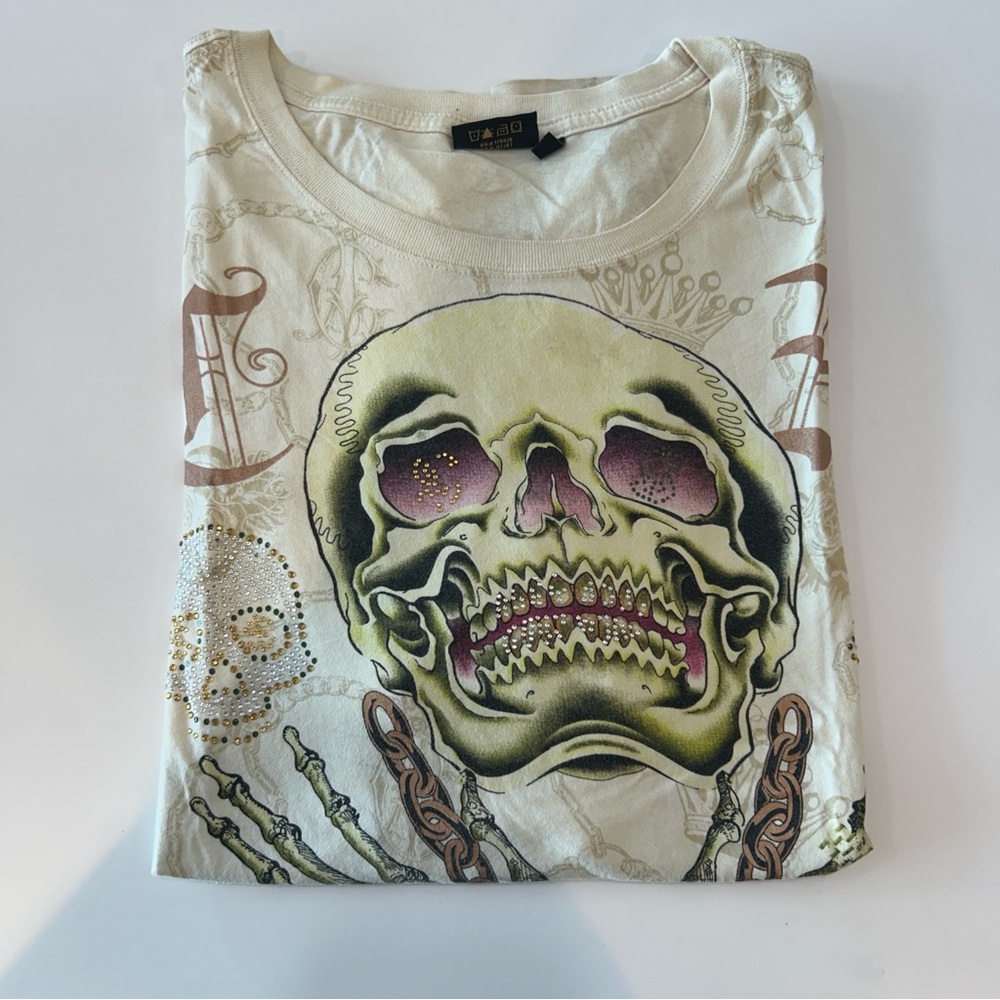 Christian Audigier Skull bling Tee Large